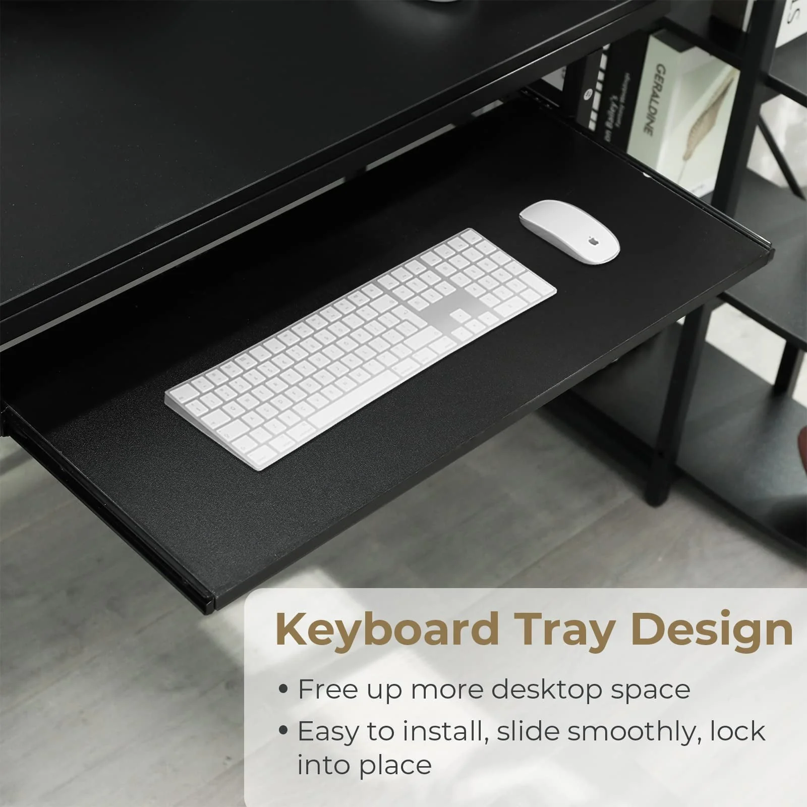 L Shaped Computer Desk, 63'' Corner Gaming Desk with LED Lights, Black Finish