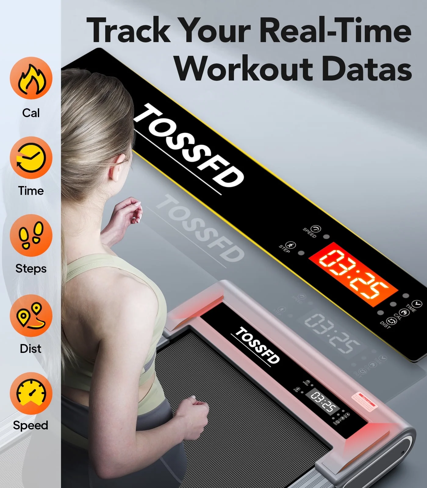 TOSSFD Treadmill Walking Pad with 6% Incline,2.5HP Under Desk Treadmill, Jogging Running Machine for Home Office X301