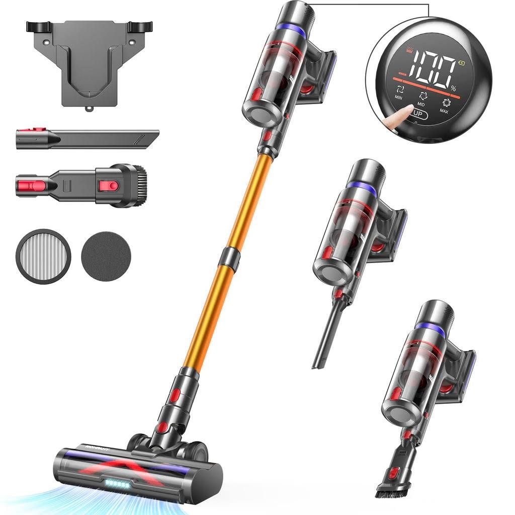 550W/45KPA Cordless Mop Vacuum Cleaner, 60 Minutes Battery Life Powerful Cordless Vacuum Cleaner with Smart Screen, 2024 Latest Model Vacuum Cleaner