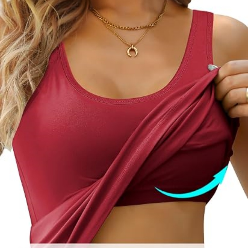 Women Shelf Bra Tank Top Cotton Racerback Workout Shirts 2 Pack