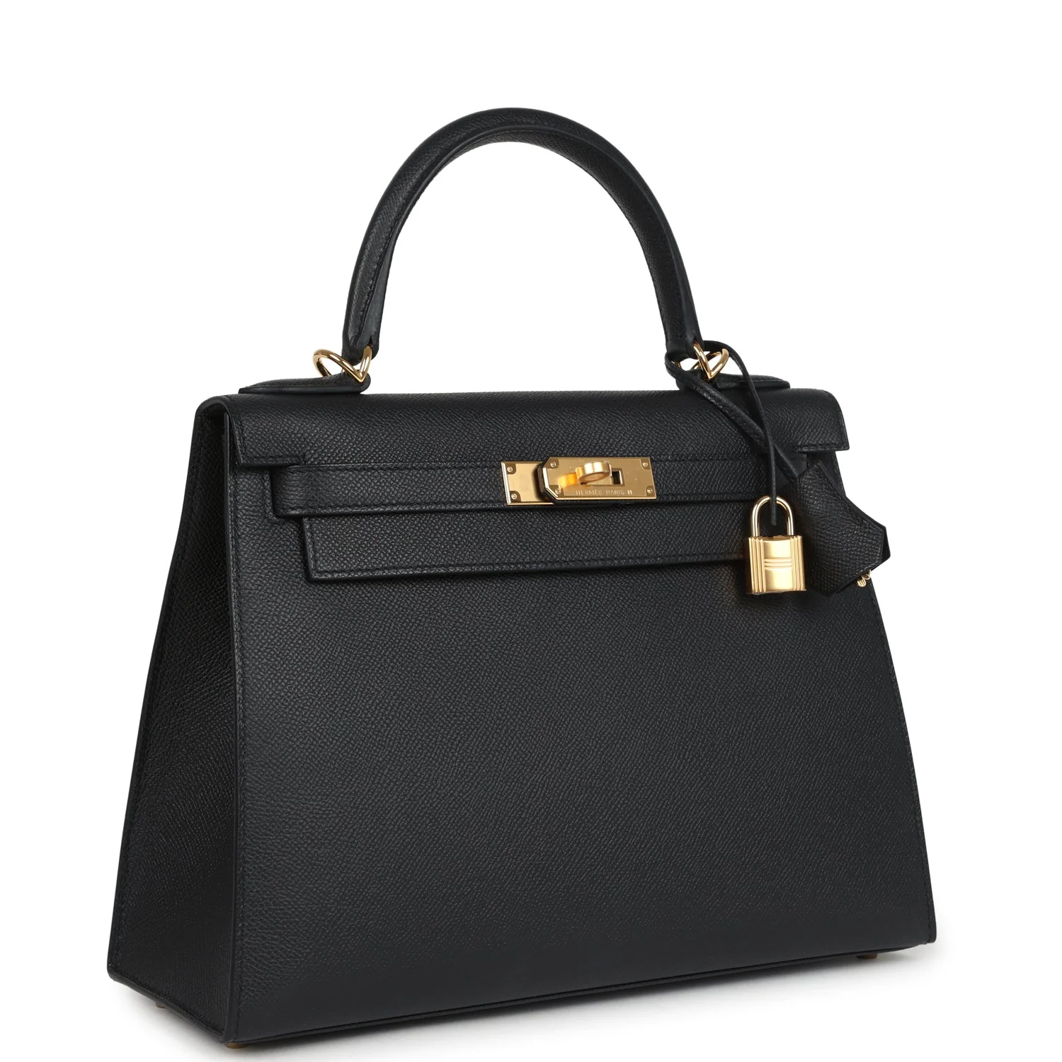 Hermes Kelly Sellier 28 Black Epsom Gold Hardware