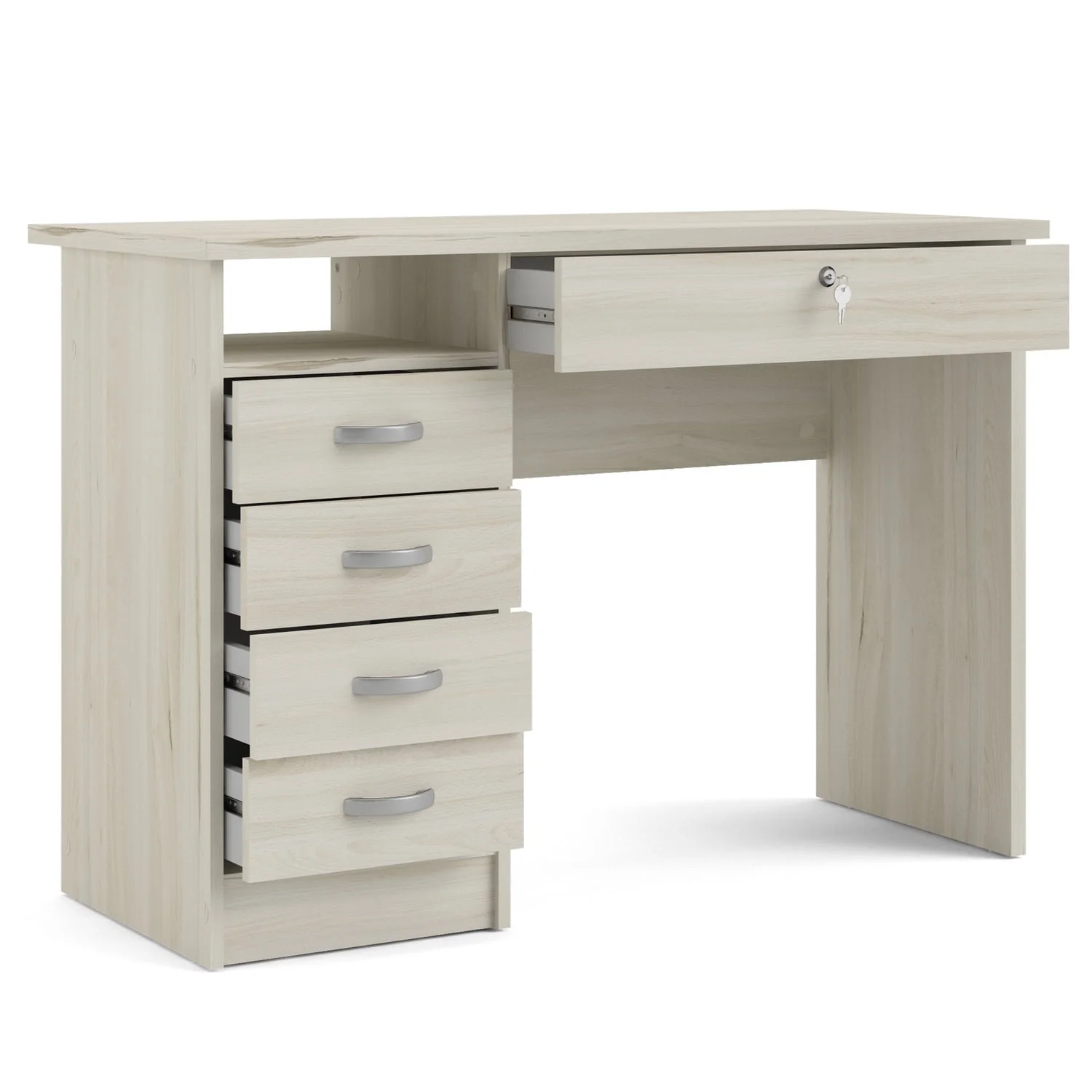 Walden Desk with 5 Drawers, Light Woodgrain color