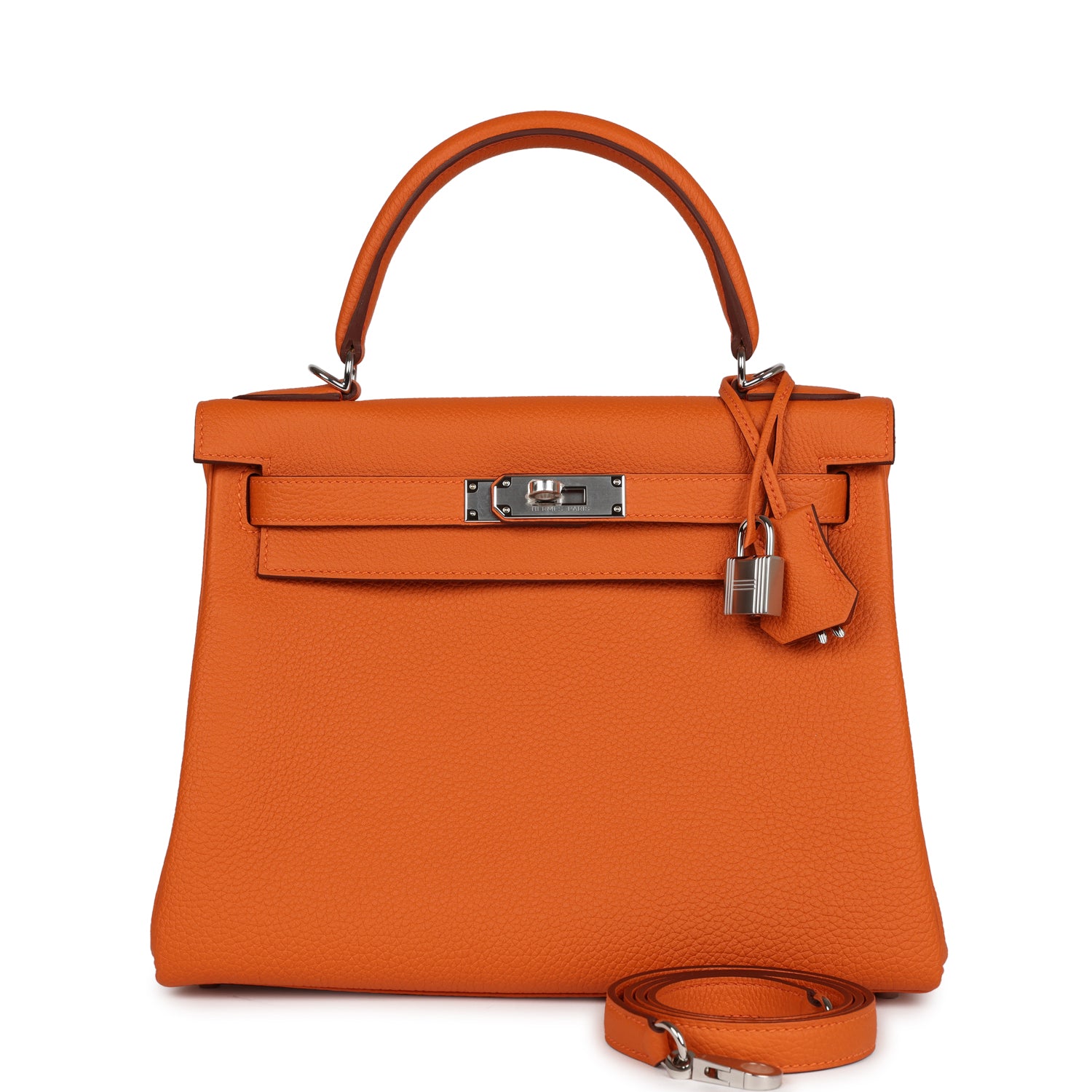 Kelly Retourne 28 Orange Togo Palladium Hardware