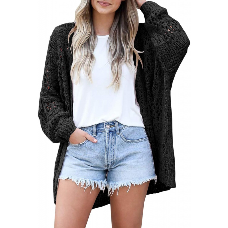 Women's Crochet Cardigan Sweater Kimonos Boho Solid