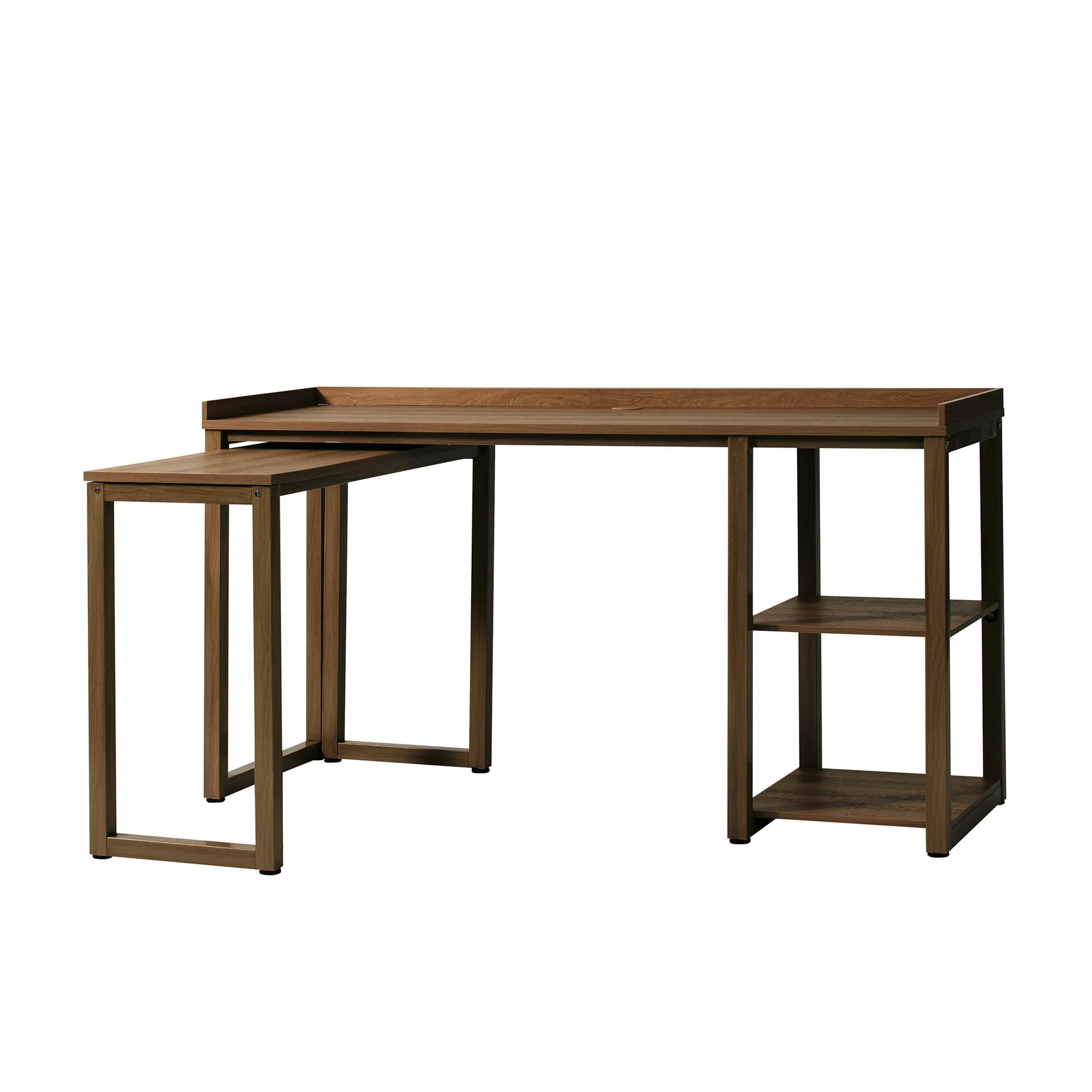 Better Homes & Gardens Ezra Modular L Desk with 2-Cube Storage, Walnut Finish