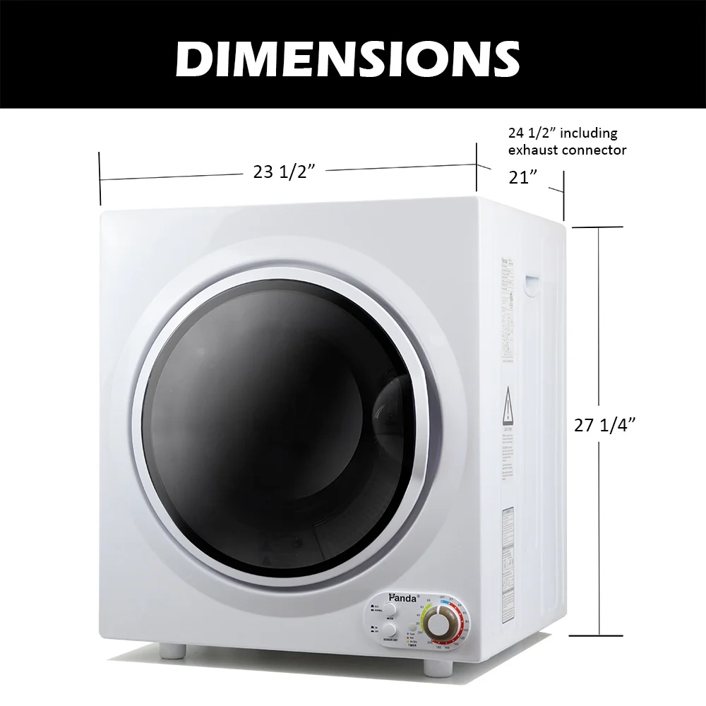 Panda 3.5 Cu.ft Compact Portable Electric Laundry Dryer PAN760SF, 13 Lbs Capacity,White and Black
