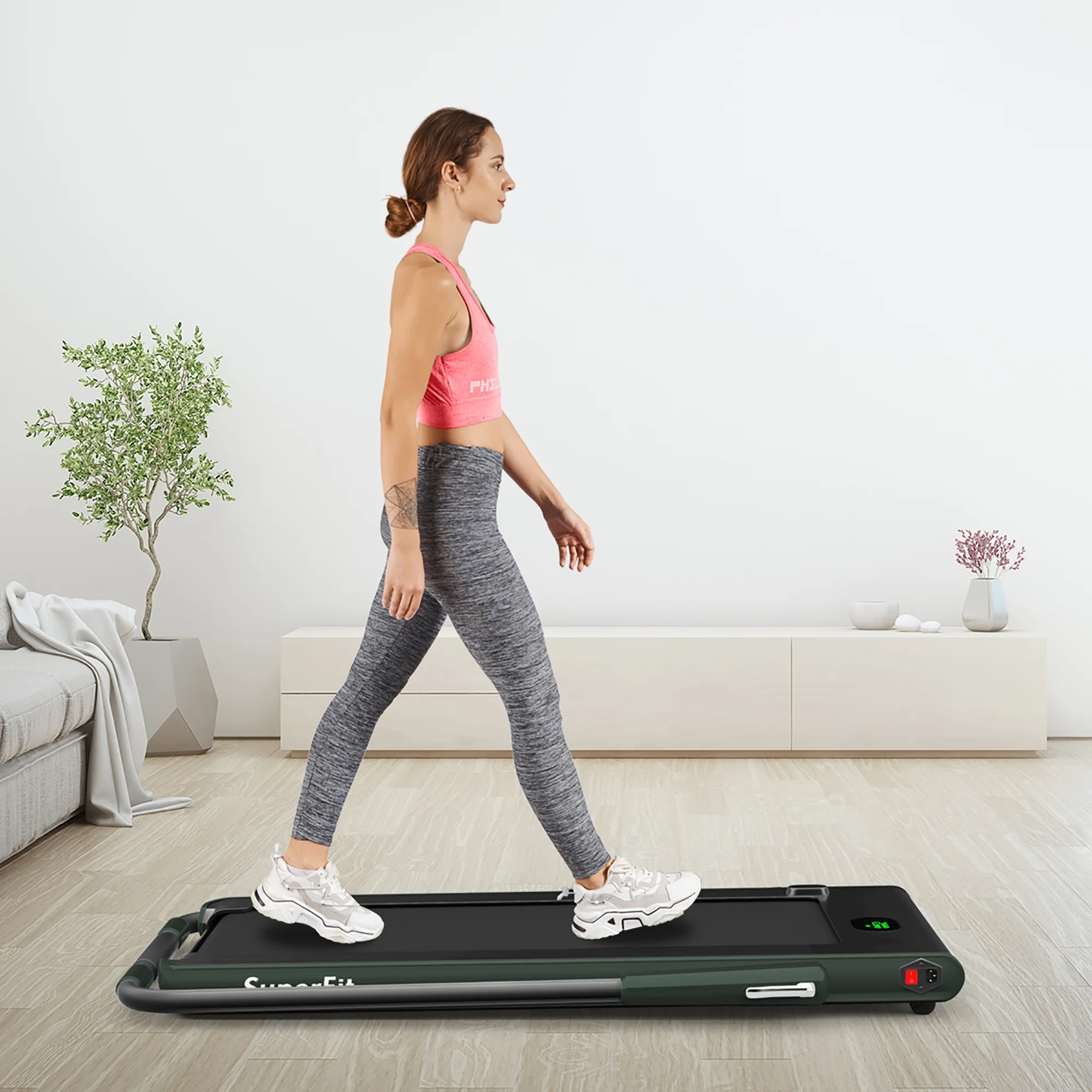 SuperFit Up To 7.5MPH 2.25HP 2-in-1 Folding Under Desk Treadmill W/Speaker Controller APP, Single Display Screen Silver