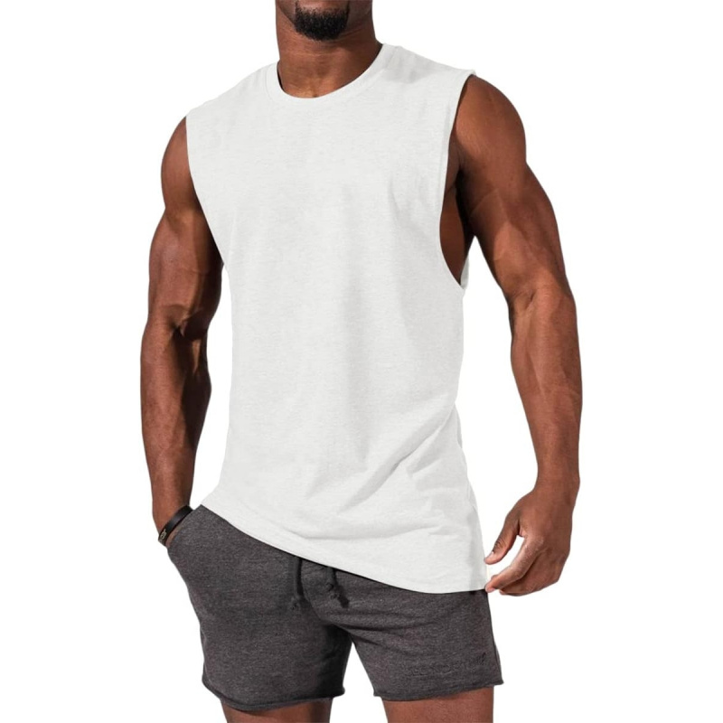 Men's Sleeveless Tank Tops Crewneck Solid Loose Fit Shirt