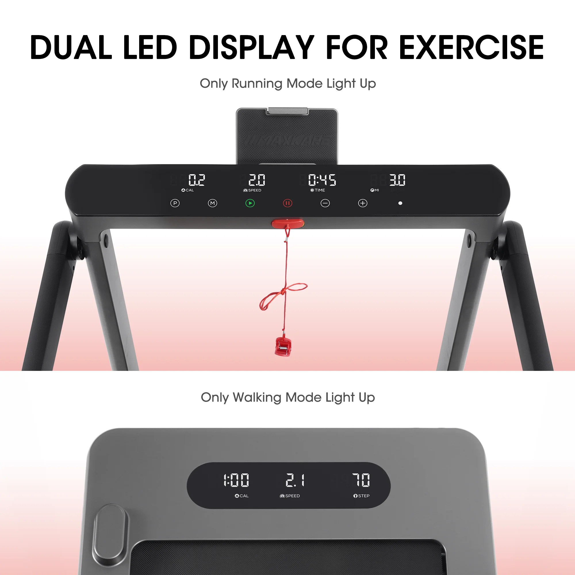 MaxKare Folding Treadmill 286LBS Capacity for Home, 3.0HP 9MPH Under Desk Walking Pad Treadmill with Bluetooth/Zwift App Compatible