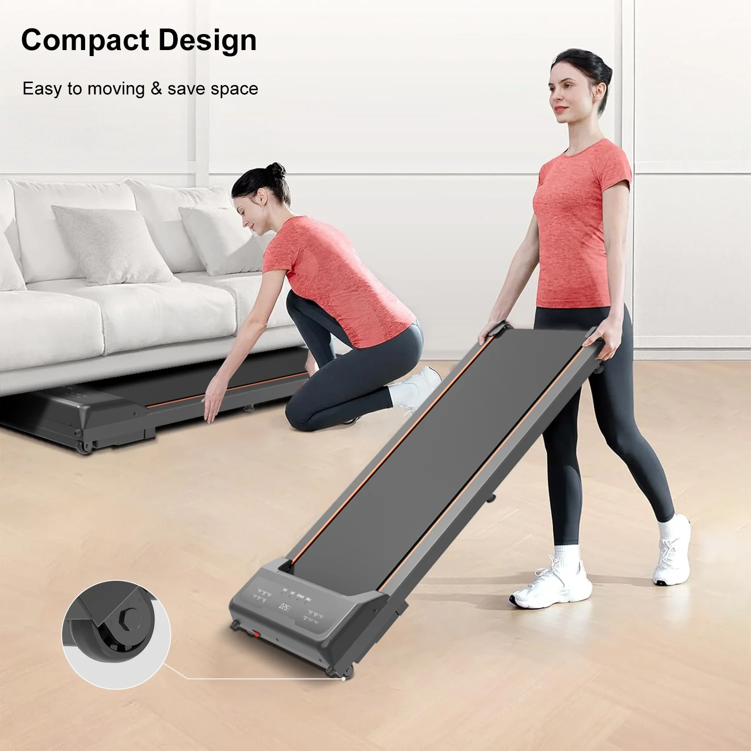 SWERTOY Walking Pad Running Machine Walking Machine for Home Under Desk Treadmill with LED Display and 12 Preset Programs 2.25HP Portable Treadmill Jogging Machine for Office Small Space