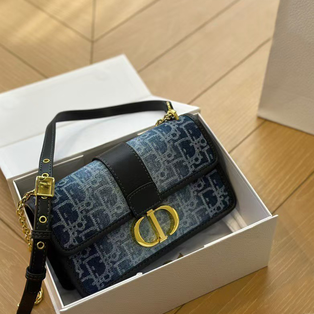 Dior Oblique 30 Montaigne Flap Denim Bag