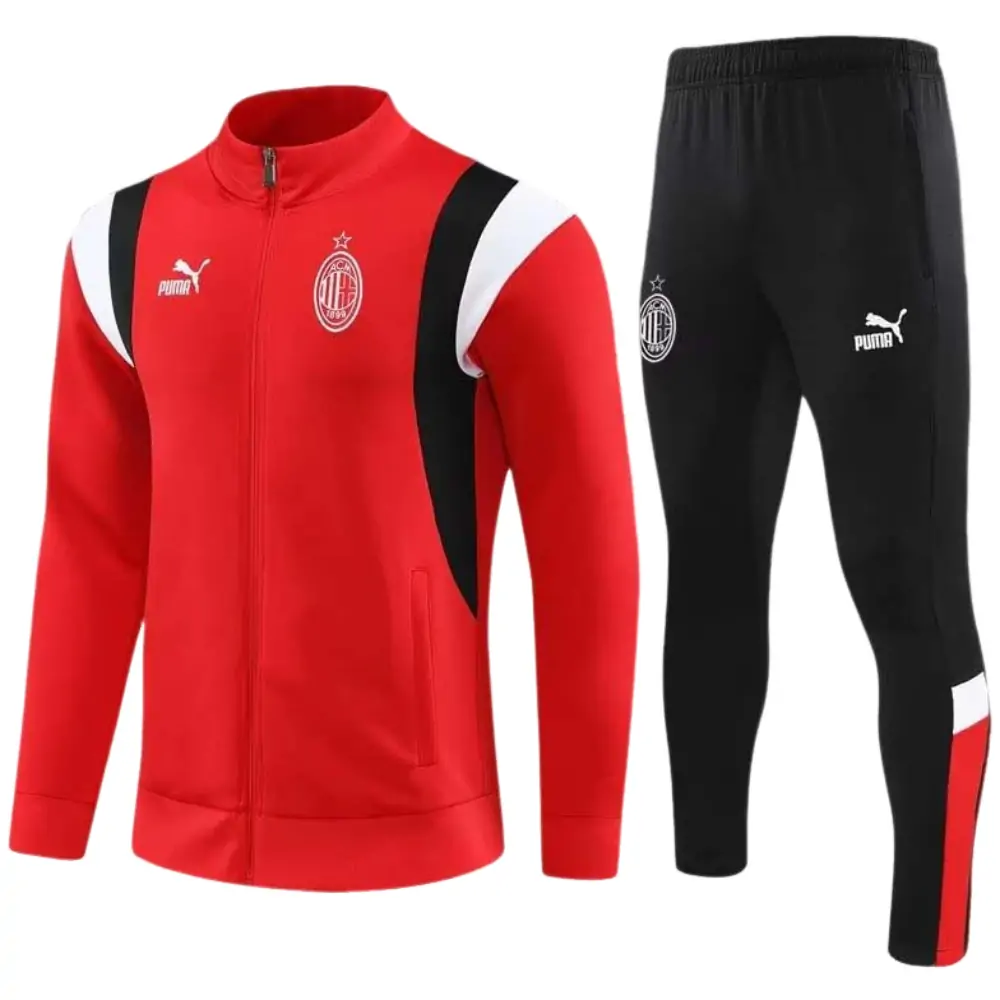 2023/2024 AC Milan Long Zipped Jacket Red Soccer Jersey 1:1 Thai Quality Set
