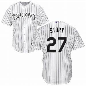 Mens Colorado Rockies Trevor Story Cool Base Replica Jersey White