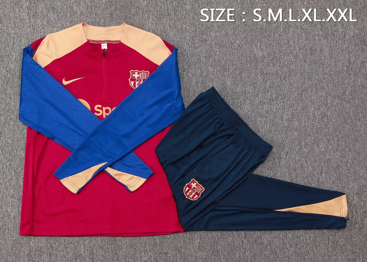 2024/2025 Barcelona Half-Pull Training Suit Red-Blue Football Shirt 1:1 Thai Quality