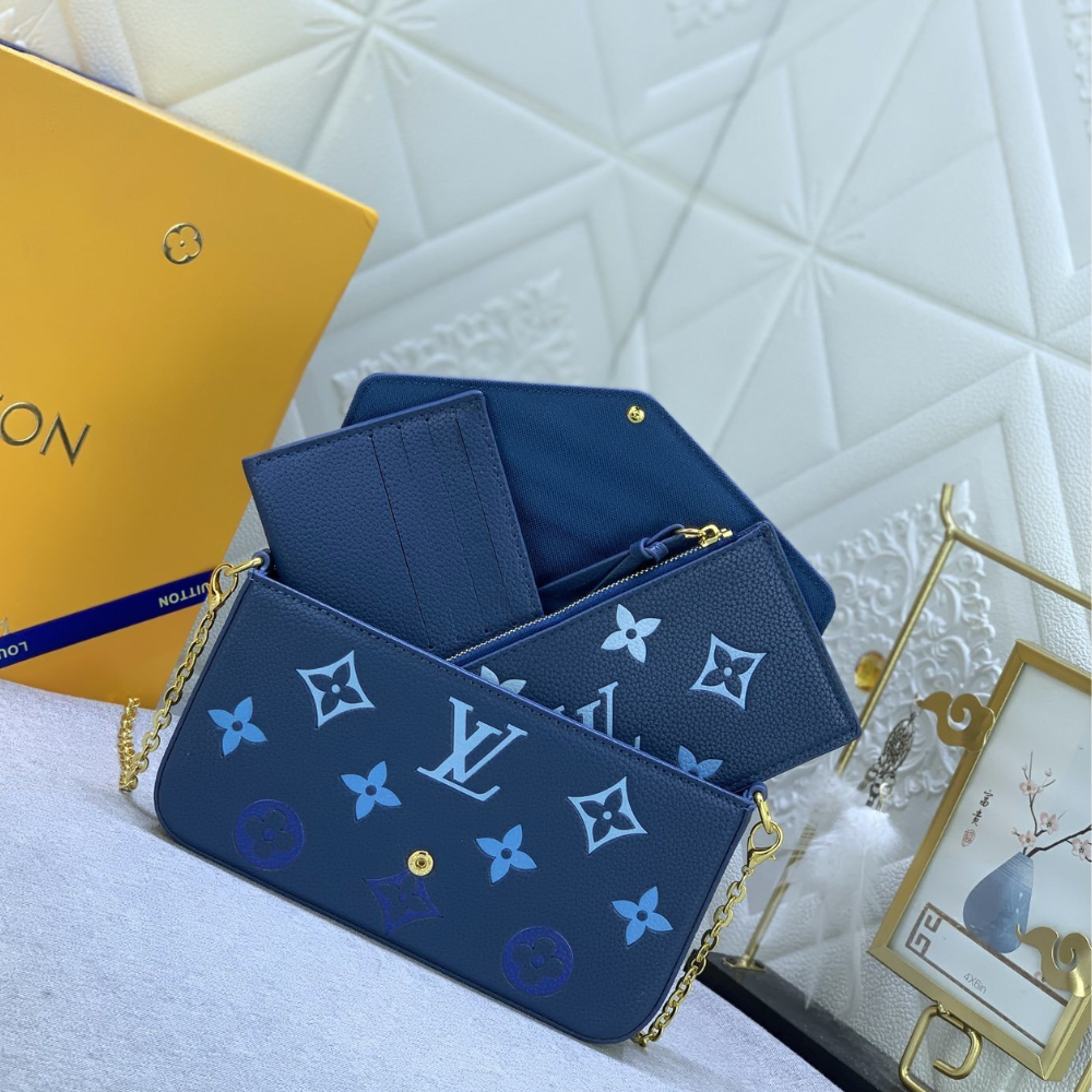 Louis Vuitton Felicie Pochette Monogram Empreinte Gradient Blue 8.3 Inches M80498