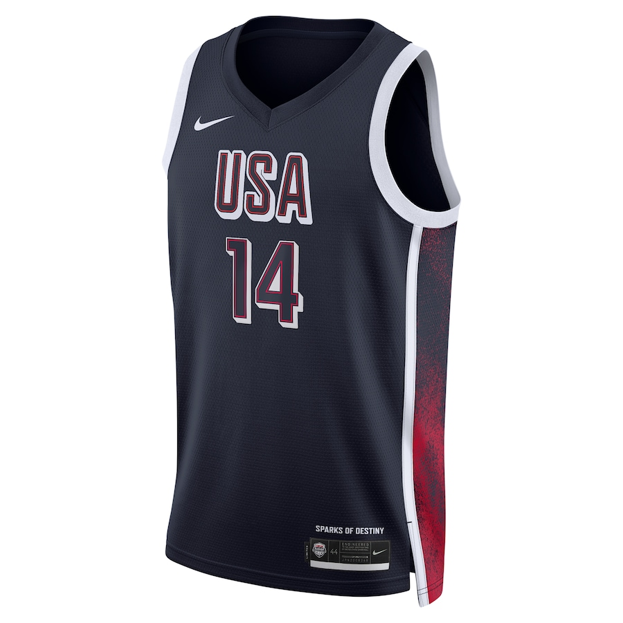 2024 Paris Olympic Games USA Dream Team #14 Anthony Davis Hot Pressed Jersey