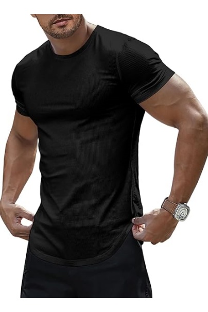 Mens Short Sleeve T Shirt Summer Muscle Slim
