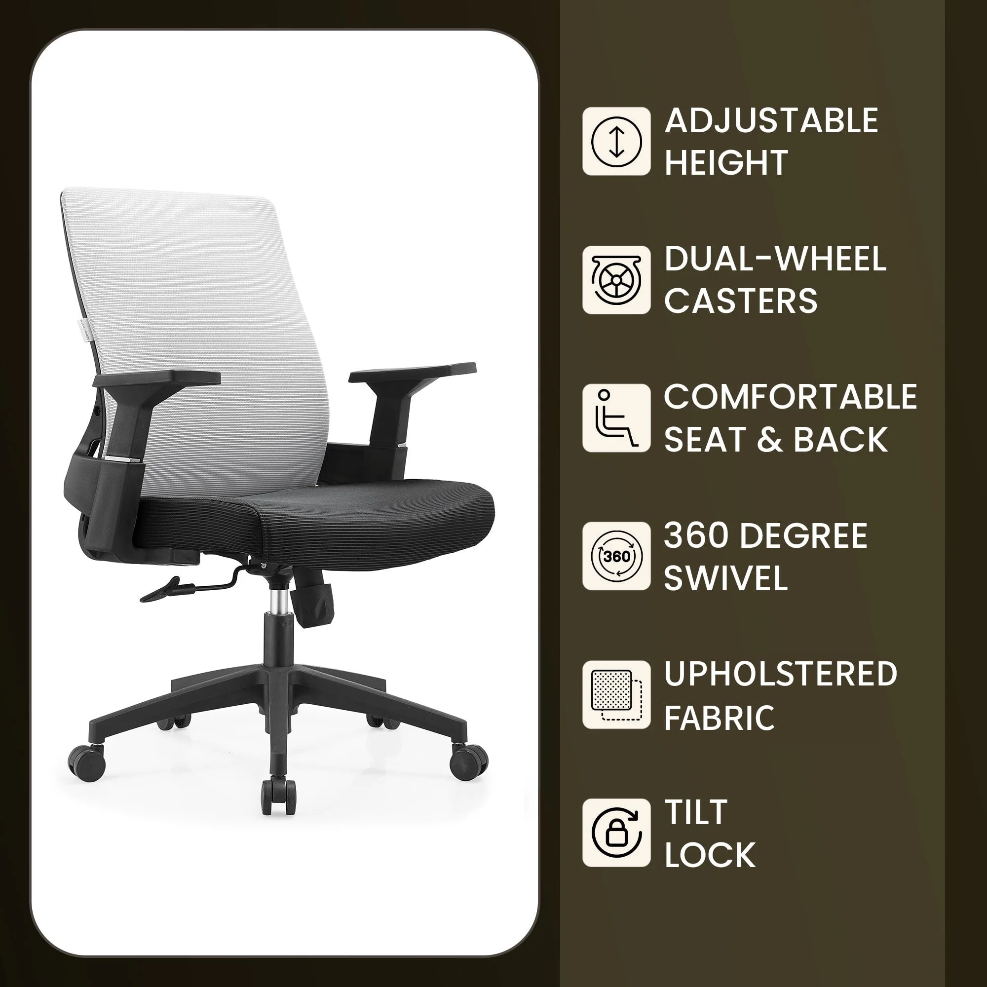 LeisureMod Brio Modern Office Chair Ergonomic Lumbar Support Computer Chair Adjustable Desk Chair with 360 Degree Swivel and Tilt in Blue