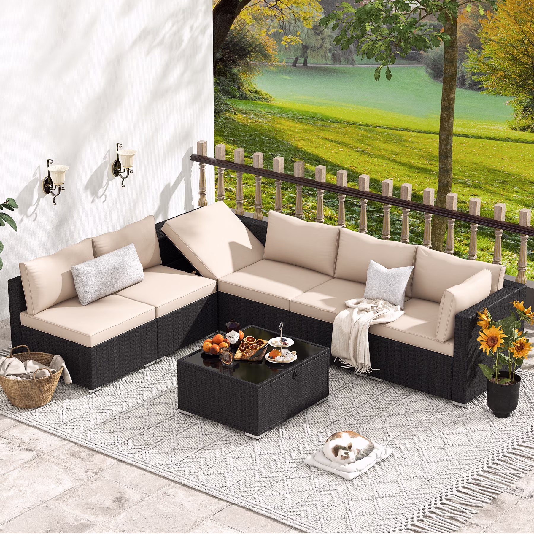 HOMREST 7 Pieces Outdoor Patio Furniture Set with 44