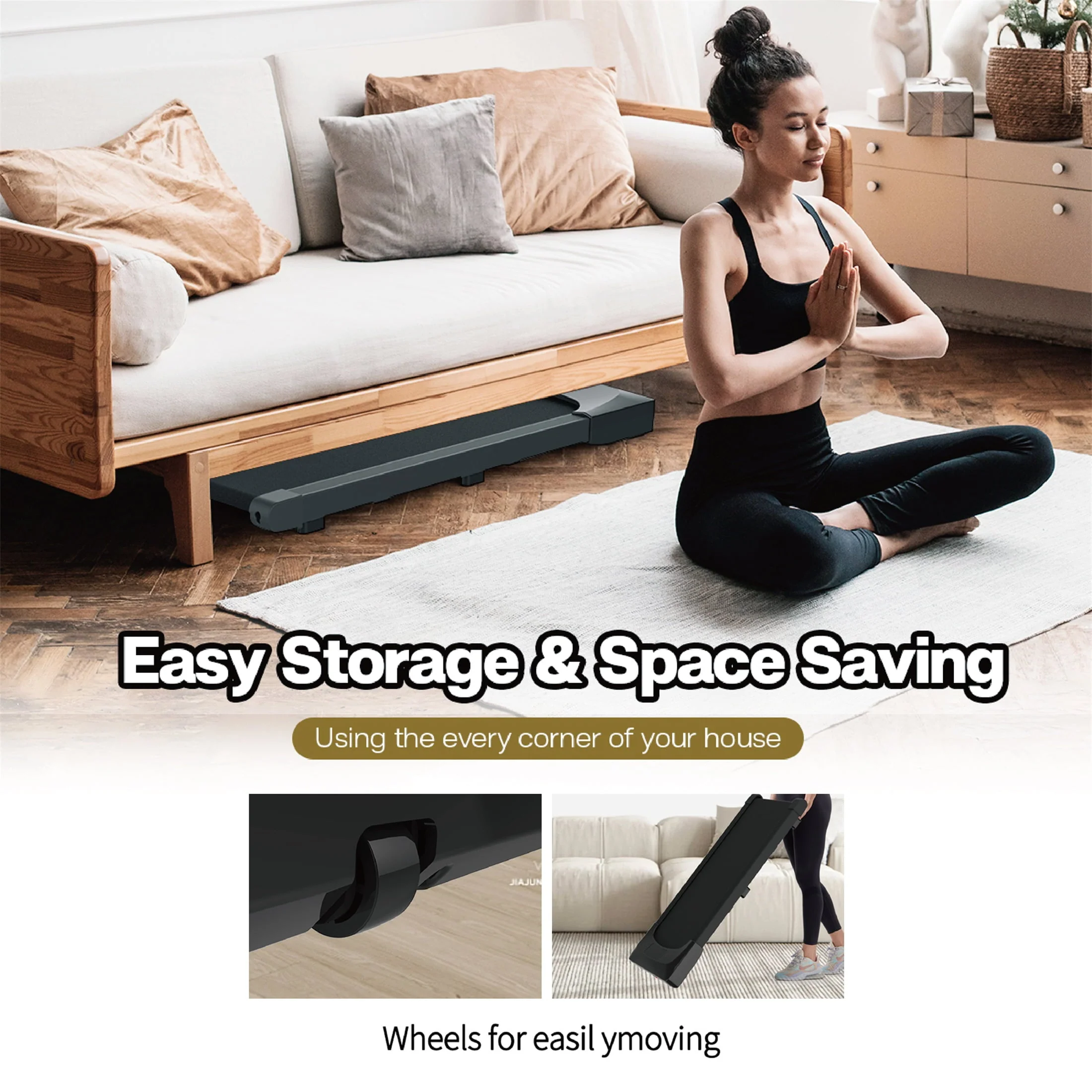 Aukfa Under Desk Treadmill, Slim Walking Pad for Home Office Workout, 245 lb Capacity, 4 mph Speed