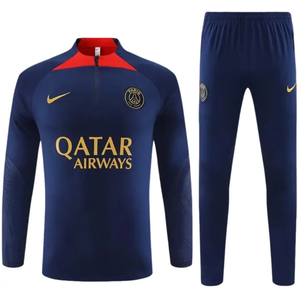 2023/2024 Psg Paris Saint-Germain Half-Pull Training Suit Navy blue Set