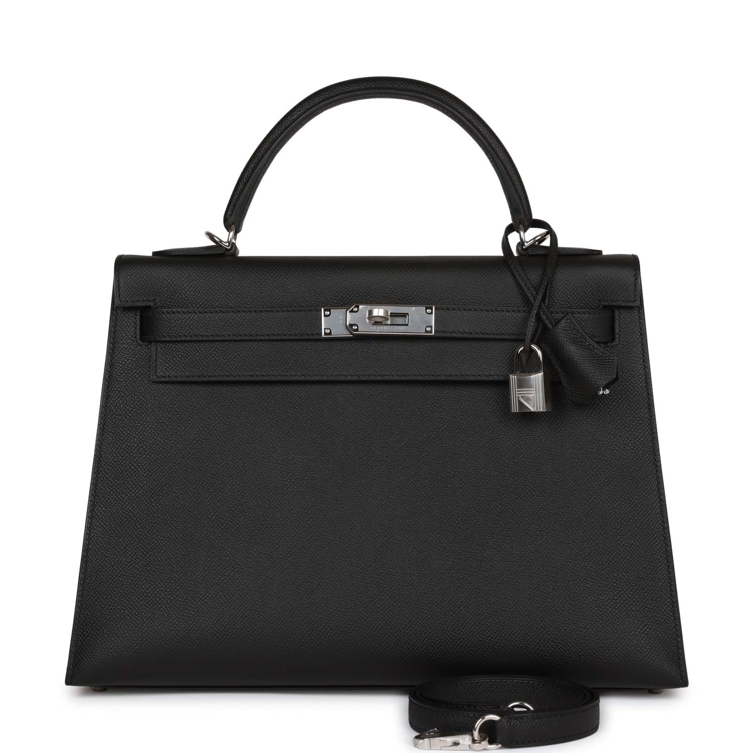 Kelly Sellier 32 Black Epsom Palladium Hardware
