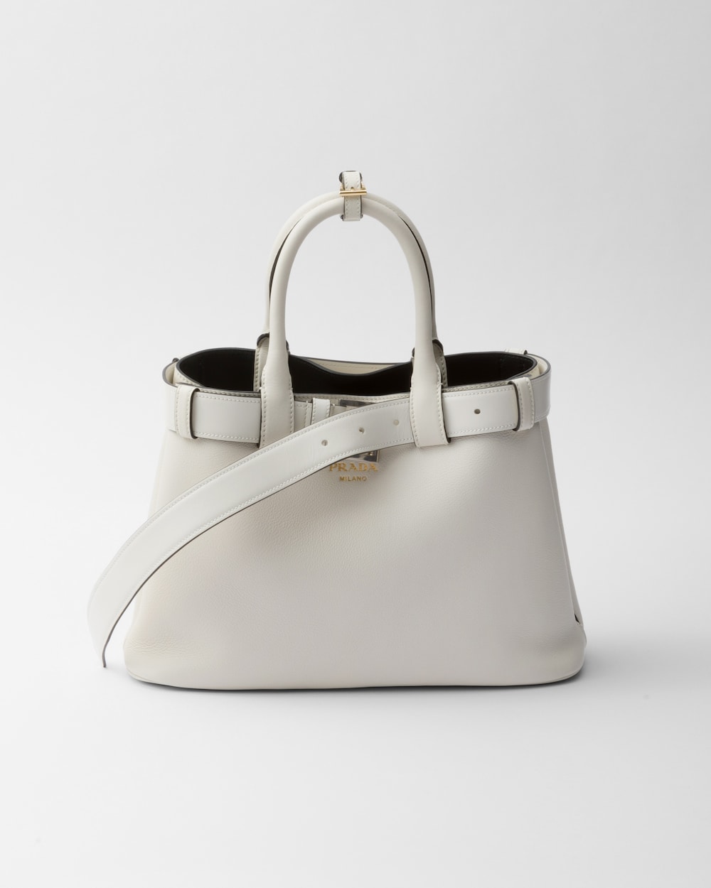 Buckle Small Leather Handbag With Belt