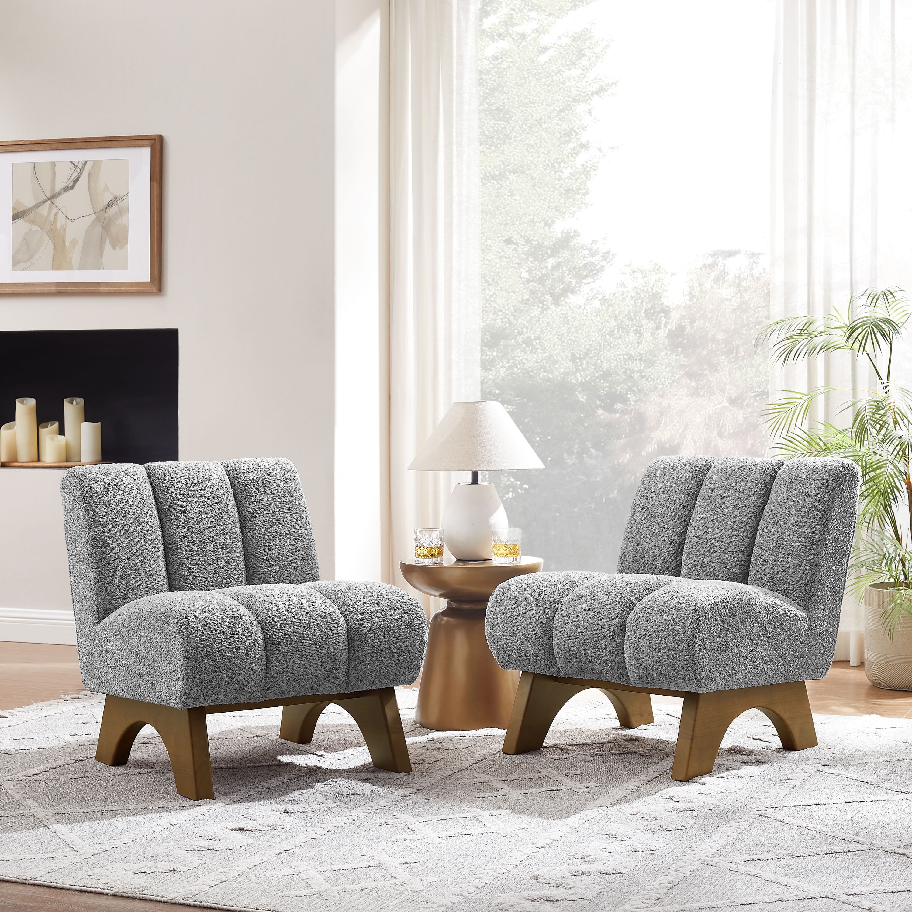 Art Leon Modern Accent Chair, Sherpa Fabric with Deep Upholstered,Single Sofa Chair for Living Room,Gray