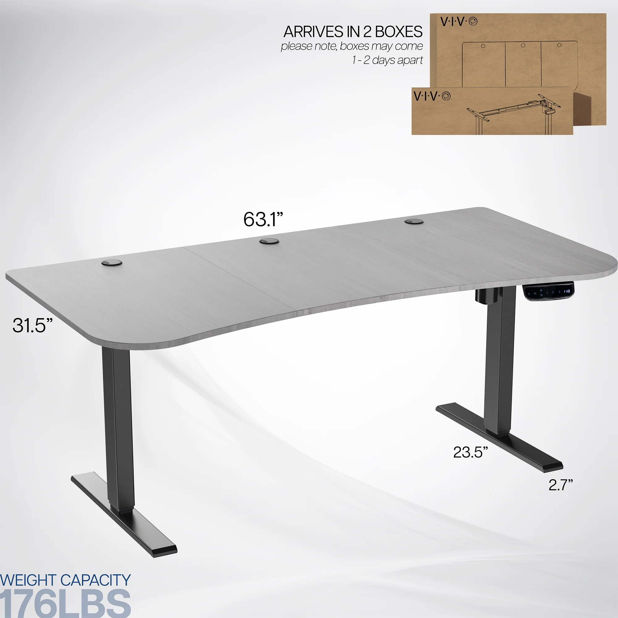 VIVO Reclaimed Wood / Black 63�?x 32�?Electric Height Adjustable Stand Up Desk