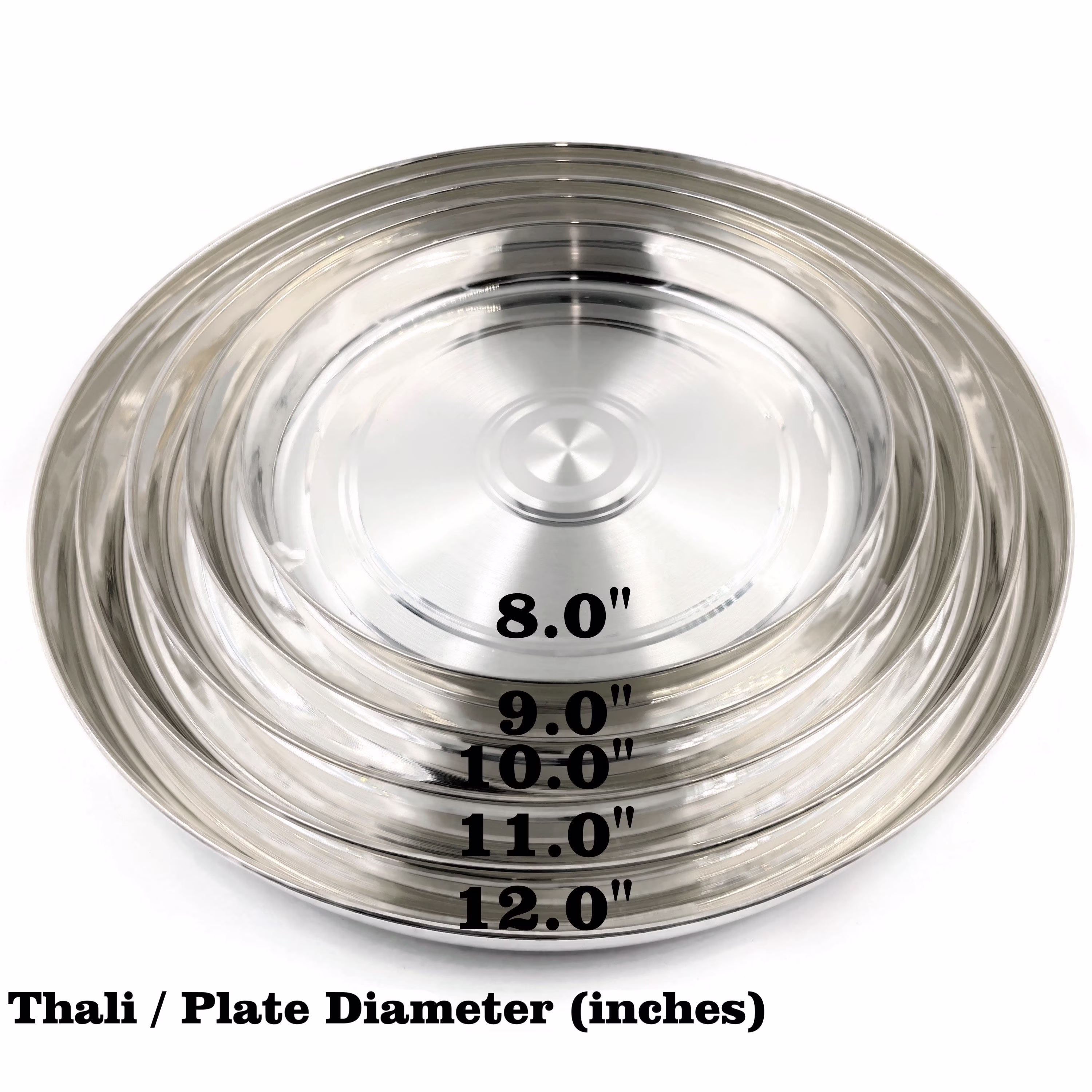 999 Pure Silver Hallmarked Light Weight Indian Dinner Thali - Style#03 Plate Diameter & Weight: 11.0 Inch Thali