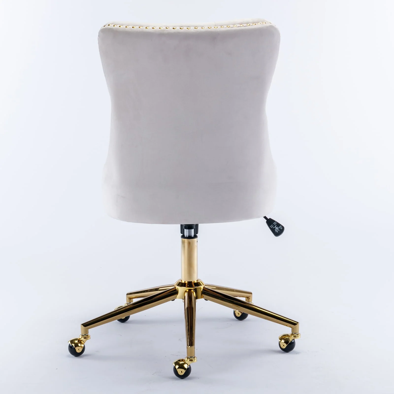 BTMWAY Office Chair, Velvet Upholstered Tufted Button Home Office Chair with Golden Metal Base, Adjustable Height, Swivel Ergonomic Task Chair, Luxury Desk Chair Computer Chair, Beige