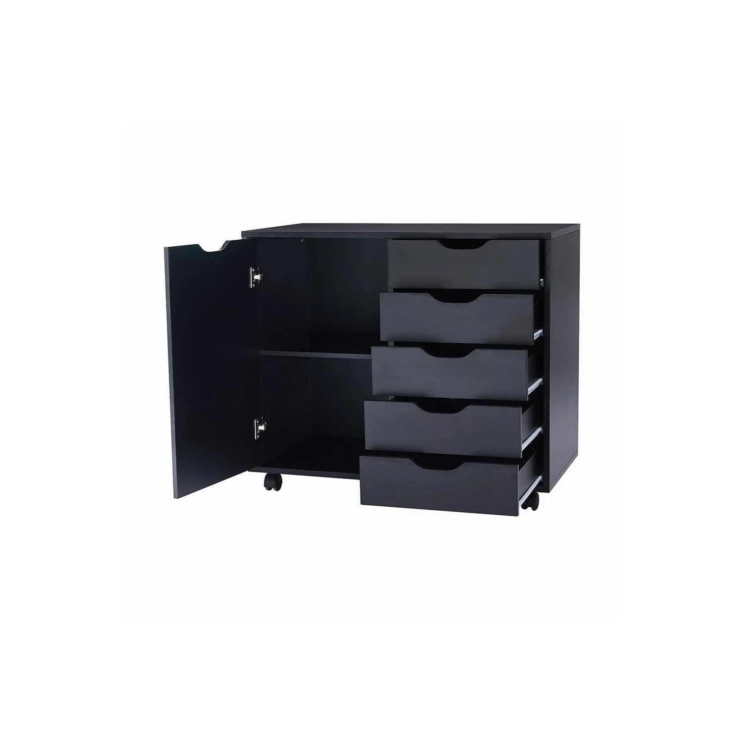 5 Drawer Dresser, Tall Dressers for Bedroom, Kids Dresser with Wheels, Storage Shelves with Drawers, Small Dresser for Closet, Makeup Dresser with 180 lbs Capacity - Black