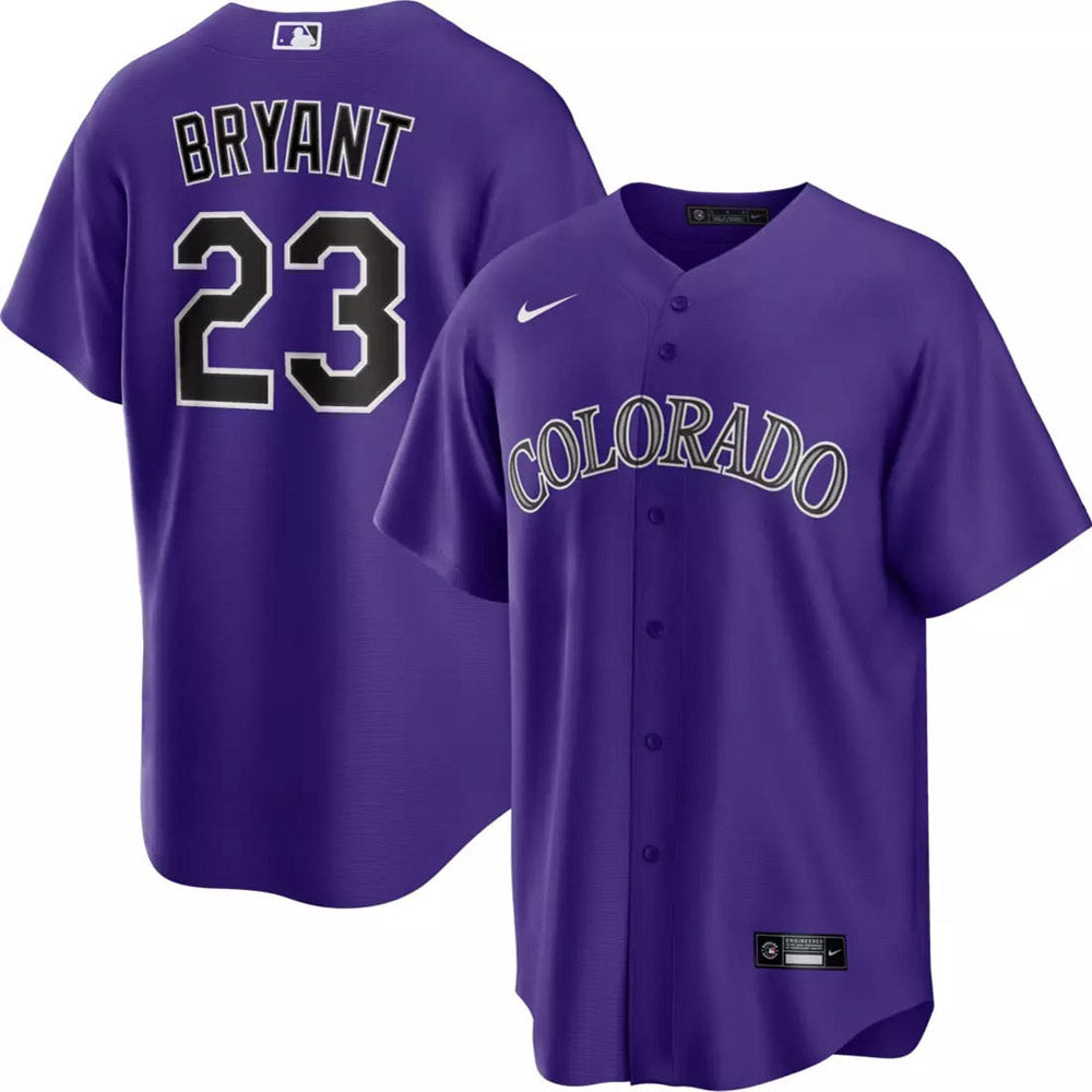 Men's Colorado Rockies Kris Bryant Cool Base Replica Alternate Jersey - Purple