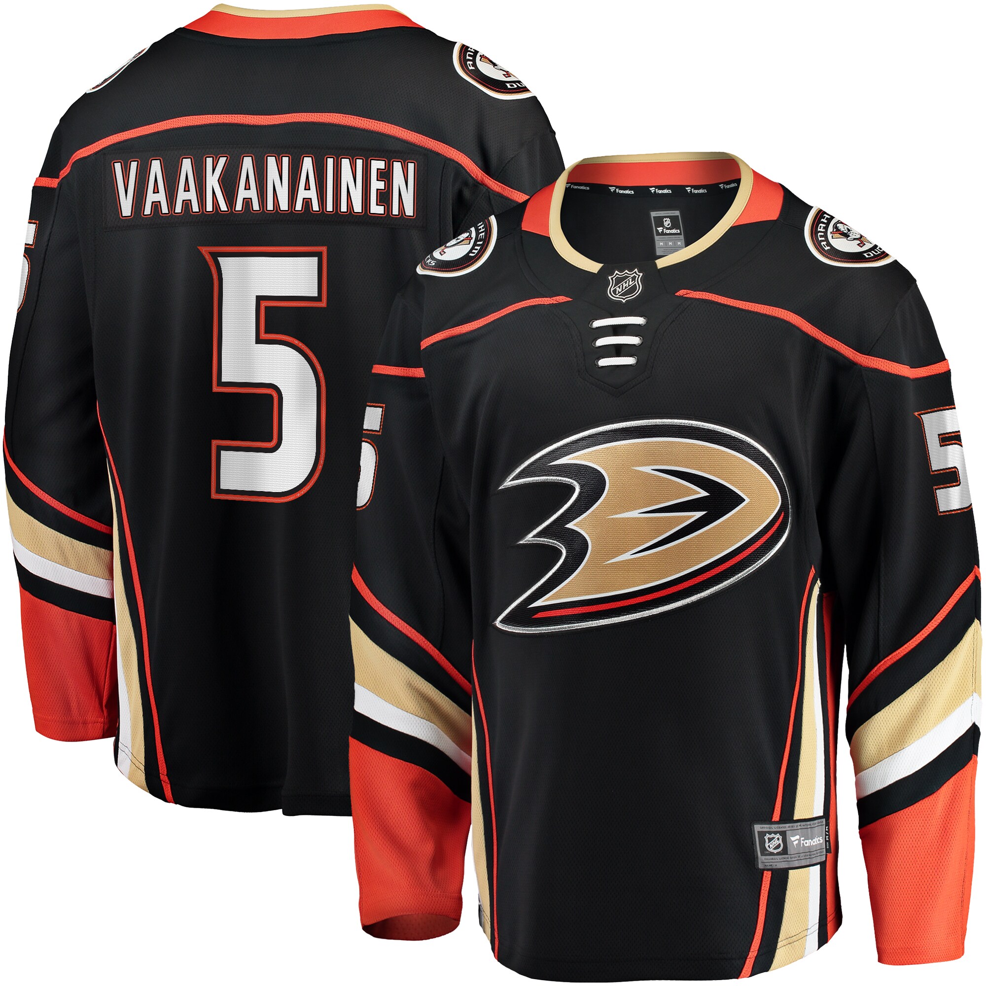 Urho Vaakanainen Anaheim Ducks Fanatics Home Premier Breakaway  Jersey – Black