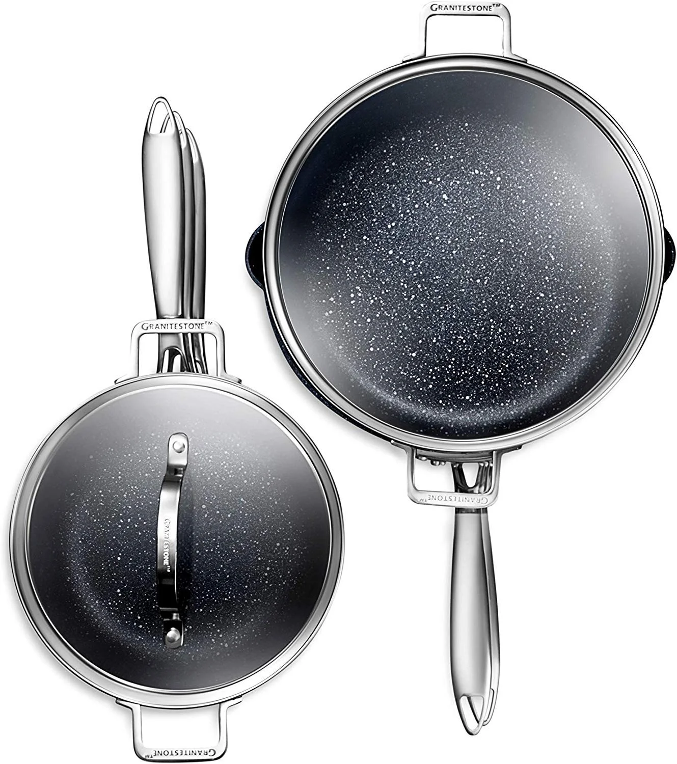 Granitestone Stackmaster Nonstick Pots and Pans Set, 10 Piece Complete Cookware Set, Stackable Design with Ultra Nonstick Mineral & Diamond Coating, Dishwasher & Oven Safe