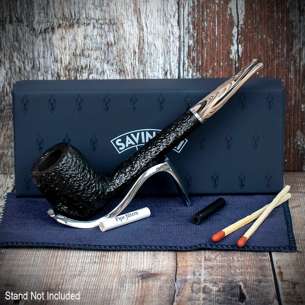 Savinelli Morellina Rustic Black 802R - 6mm Briar Pipe