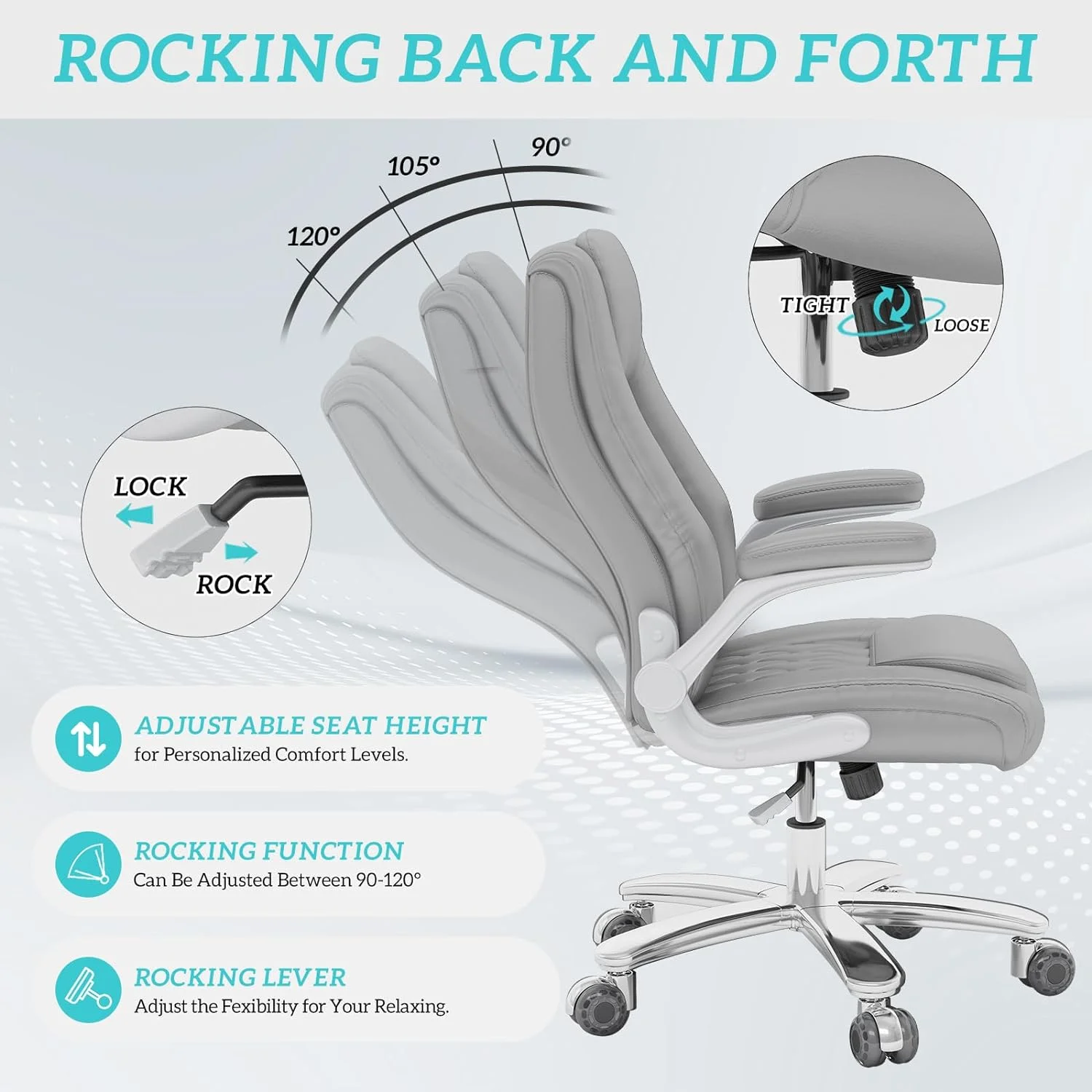 Solfway Big and Tall Office Chair 400LBS, High Back Black Leather Executive Office Chair, Computer Desk Chair with Adjustable Flip-up Arms, Wheels and Lumbar Support