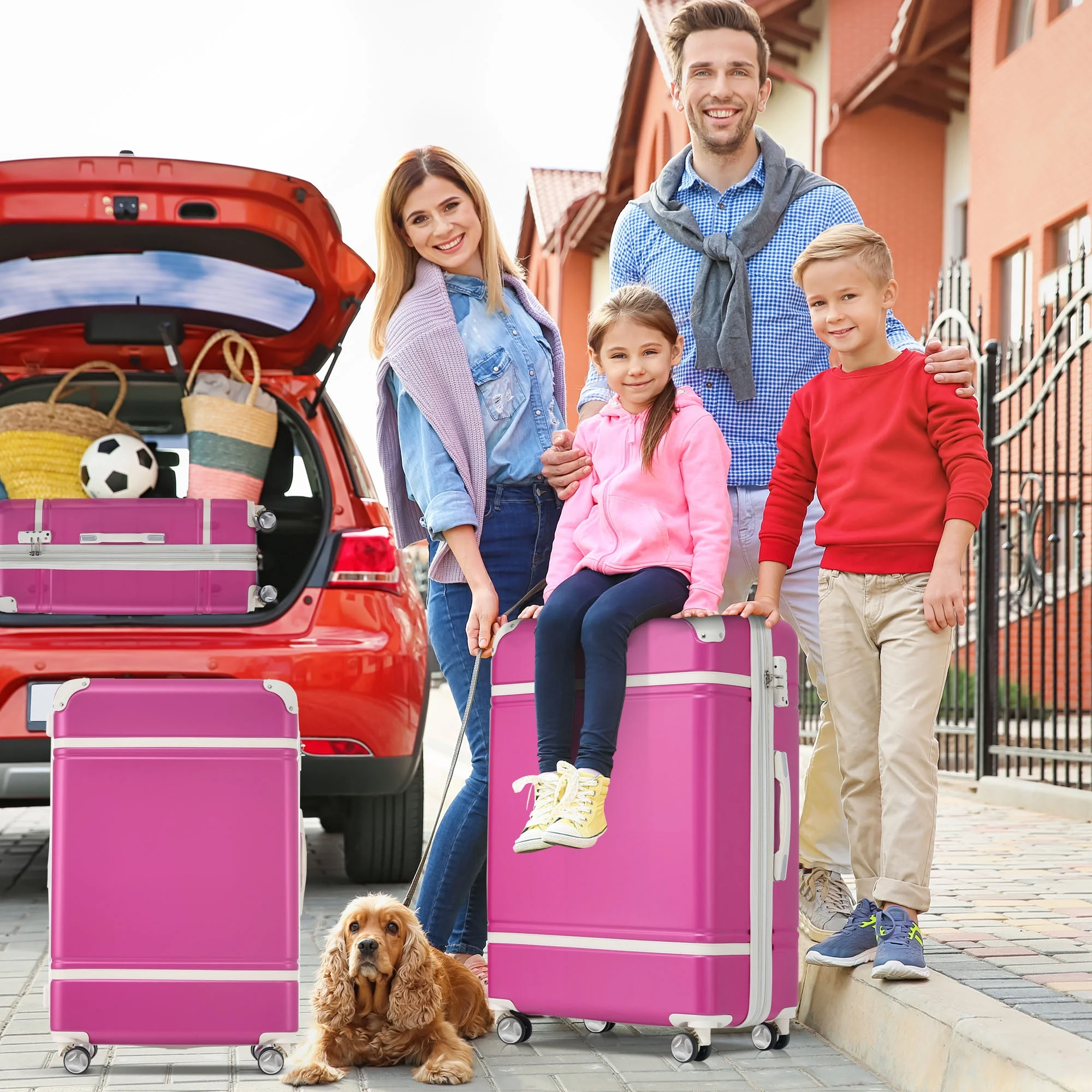 EUROCO 4-Piece Luggage Sets,Hardside Expandable Carry On Suitcase with TSA Lock,Cosmetic Case and Double Spinner Wheels,Lightweight Travel Luggage(20