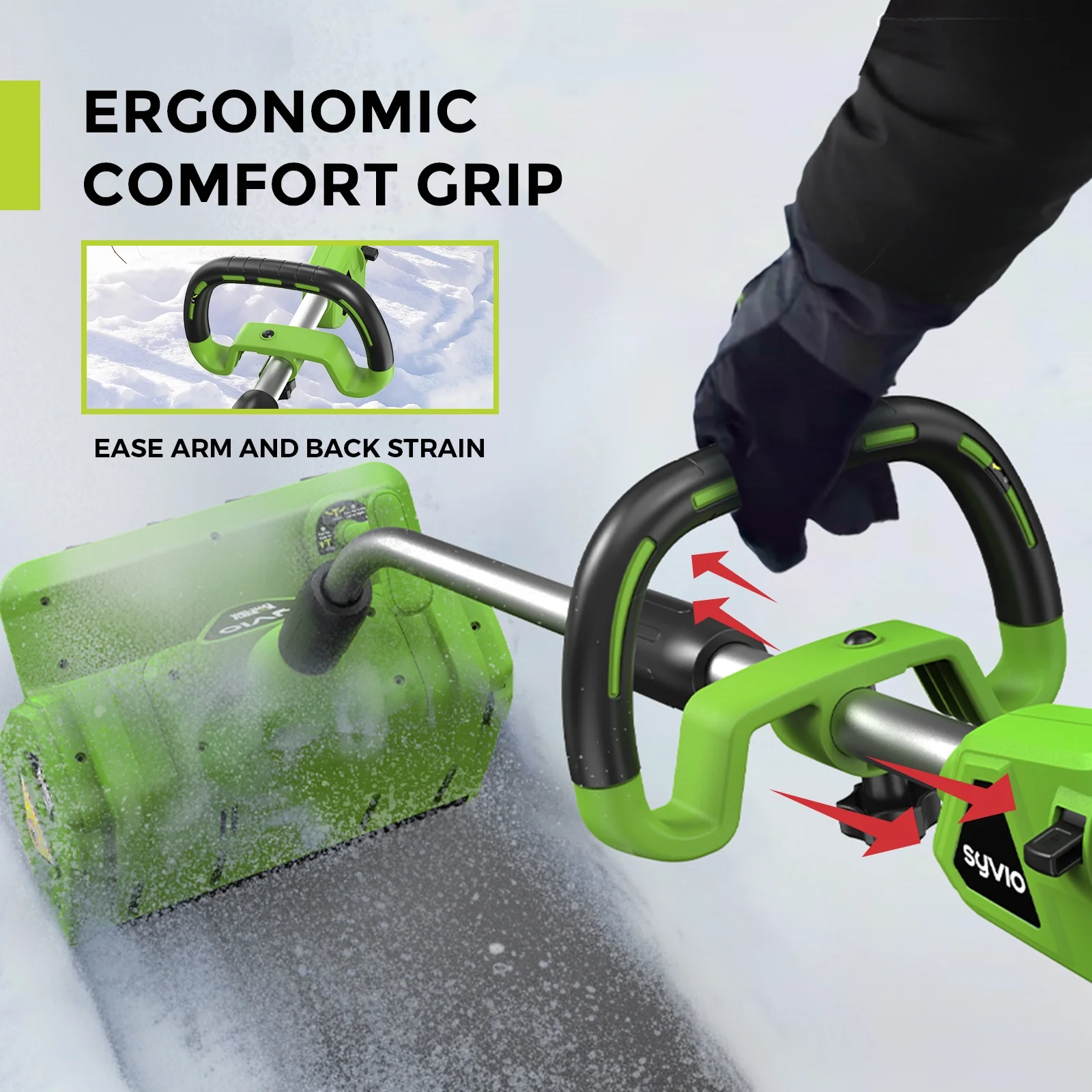 Syvio Electric Snow Shovel��40V 13.2-Inch Cordless Snow Blower,4.0Ah Battery Powered Snow Blower with Directional Plate & Adjustable Front Handle (2 * 20V Battery & Dual Quick Charger Included)