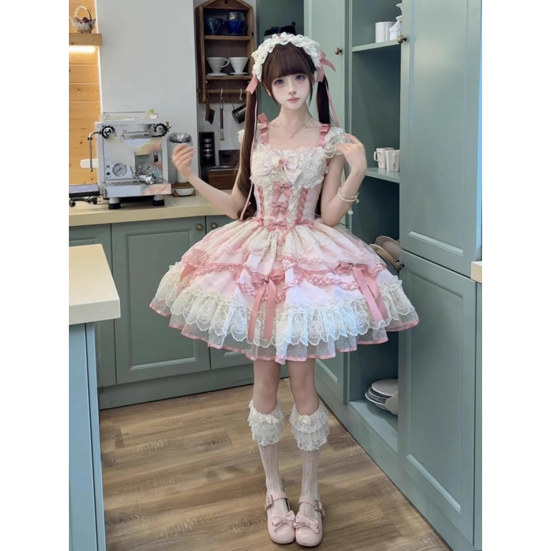 Lolita Dress Teens Pink Cute Summer Sleeveless