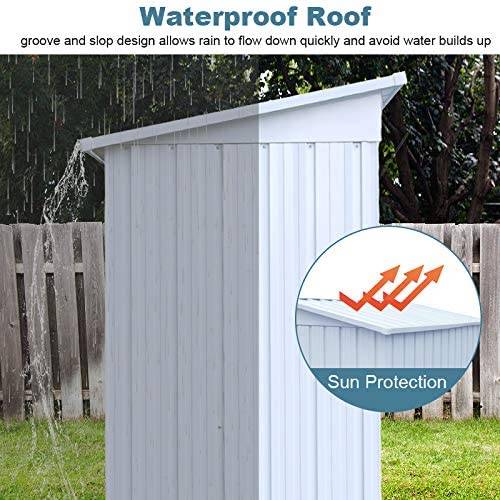 WIILAYOK 5 x 3 ft Outdoor Storage Shed. Galvanized Metal Garden Shed. Tool Storage Shed with Lockable Door. Patio Lawn Backyard Trash Can