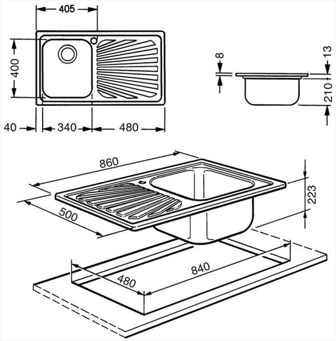 SMEG - Lavello lineare SP861D 1 vasche-Acciaio Inox