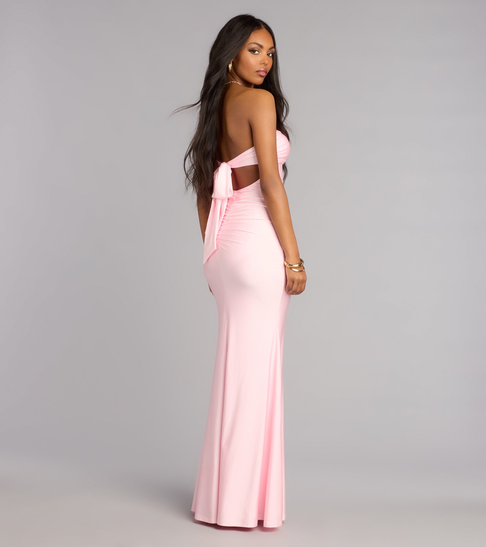Pearl Trimmed Mermaid Formal Dress