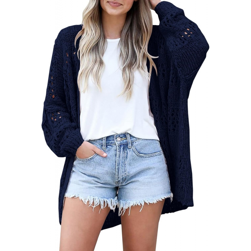 Women's Crochet Cardigan Sweater Kimonos Boho Solid