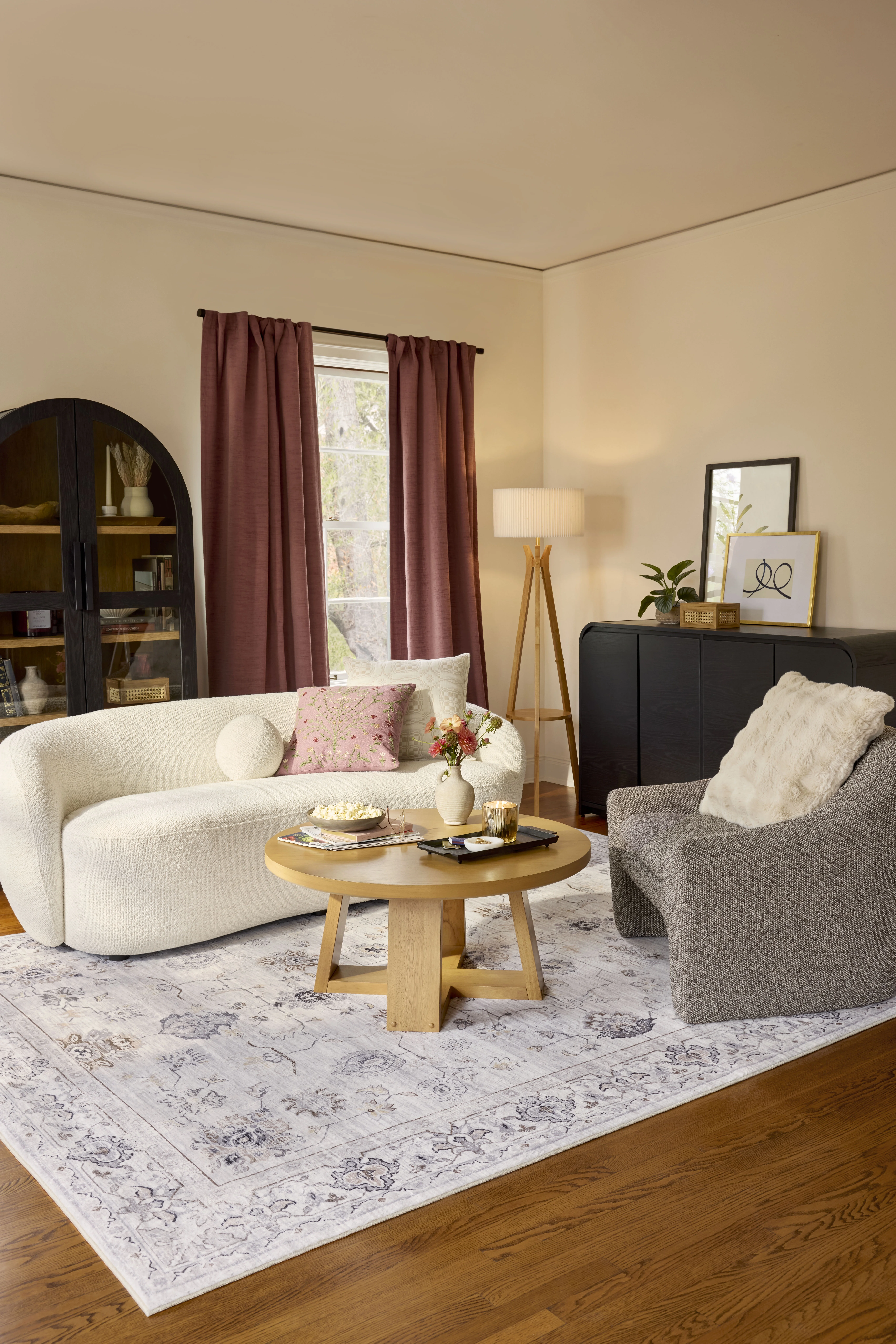 Better Homes & Gardens Emerson Curvy Accent Chair, Truffle Brown Boucle