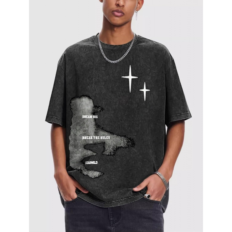 Men's Letter Graphic Drop Shoulder T Shirts