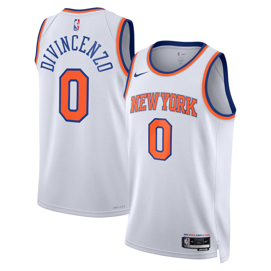 New York Knicks Nike Association Edition Swingman Jersey - White - Donte DiVincenzo - Unisex