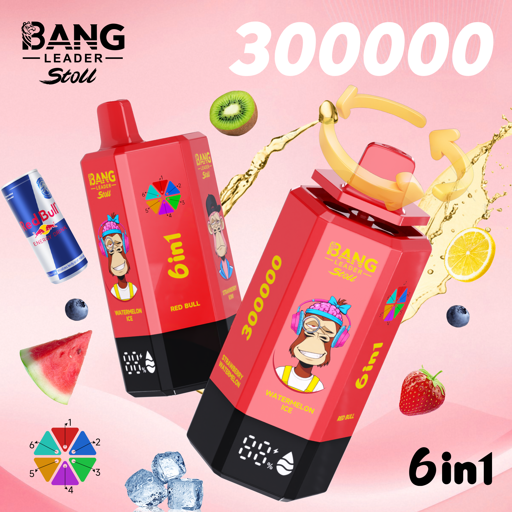 BANG Leader Stoll 300 000 potahů (6v1) | E-cigareta s displejem