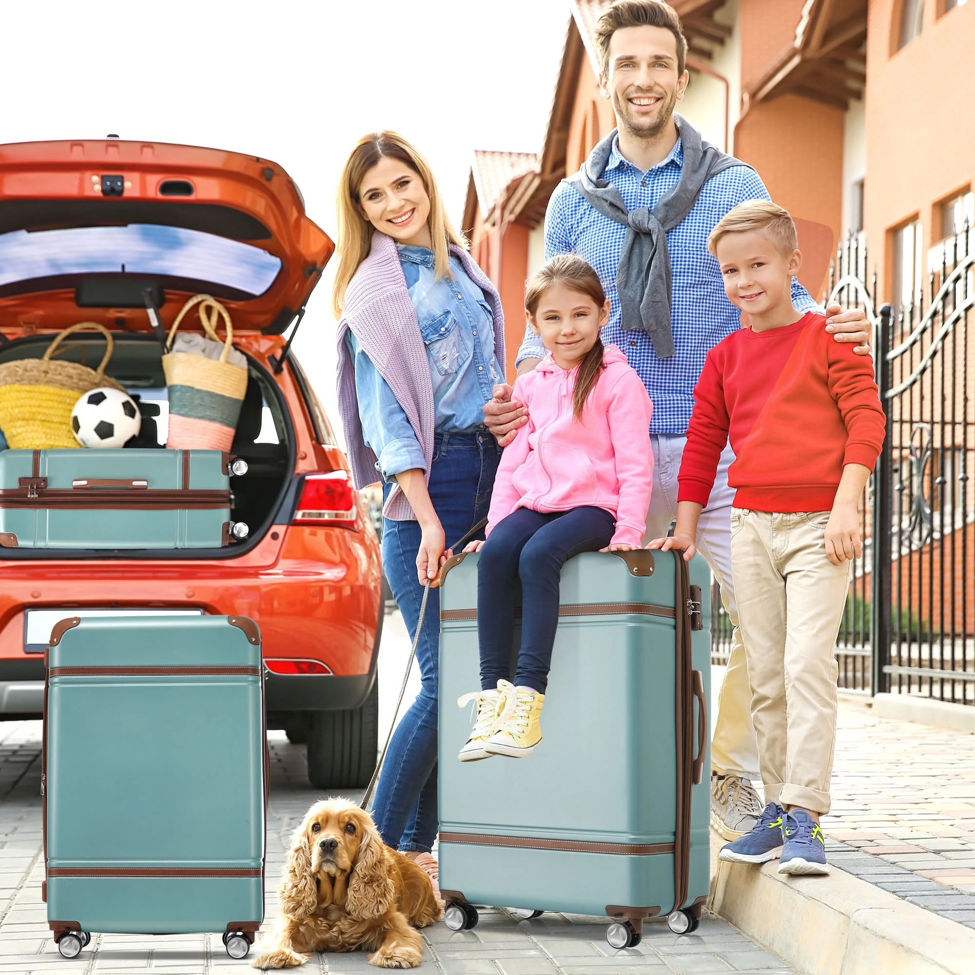 EUROCO 4-Piece Luggage Sets,Hardside Expandable Carry On Suitcase with TSA Lock,Cosmetic Case and Double Spinner Wheels,Lightweight Travel Luggage(20