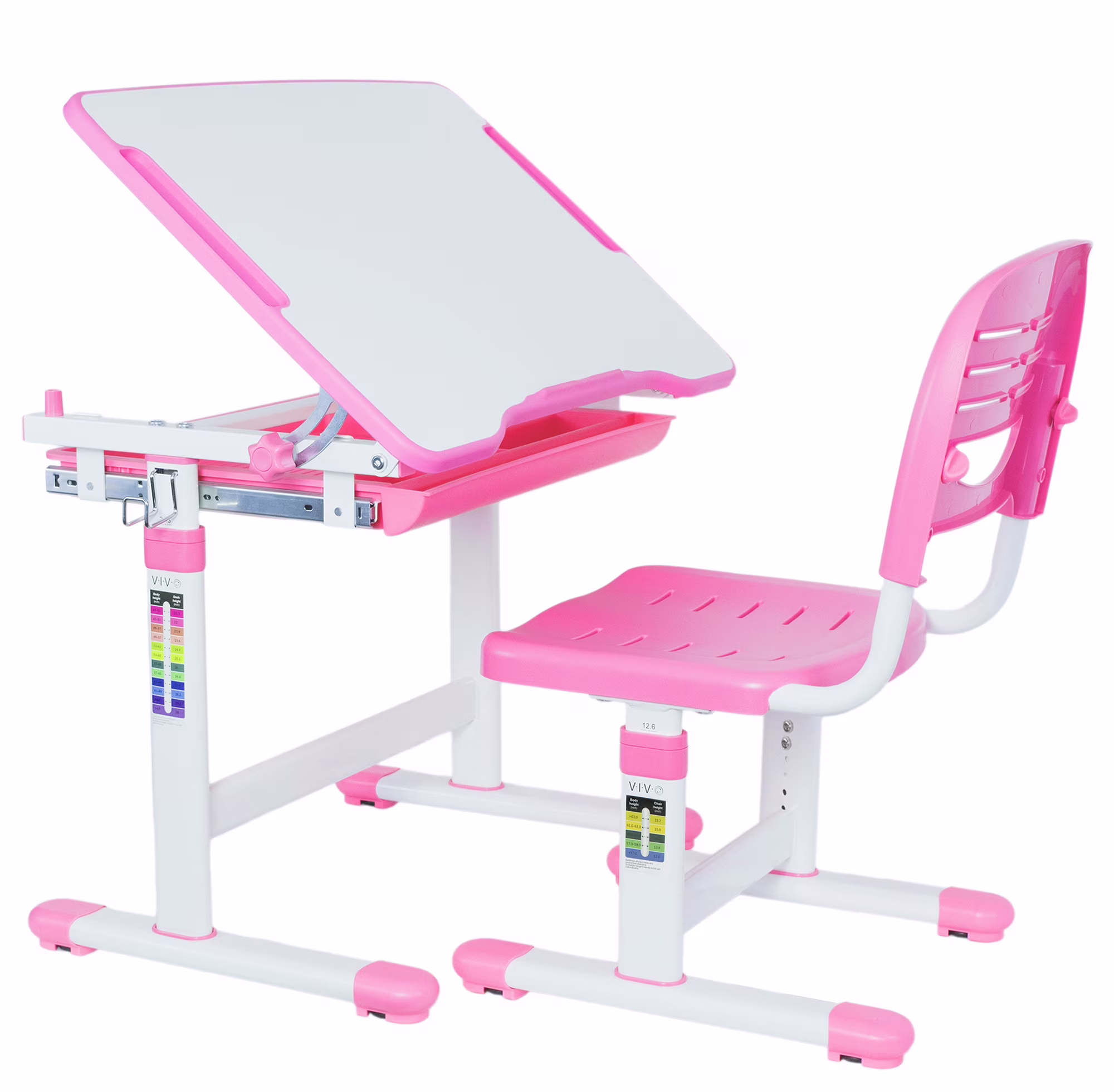 VIVO Height Adjustable Childrens Desk & Chair Kids Interactive Work Station Grey